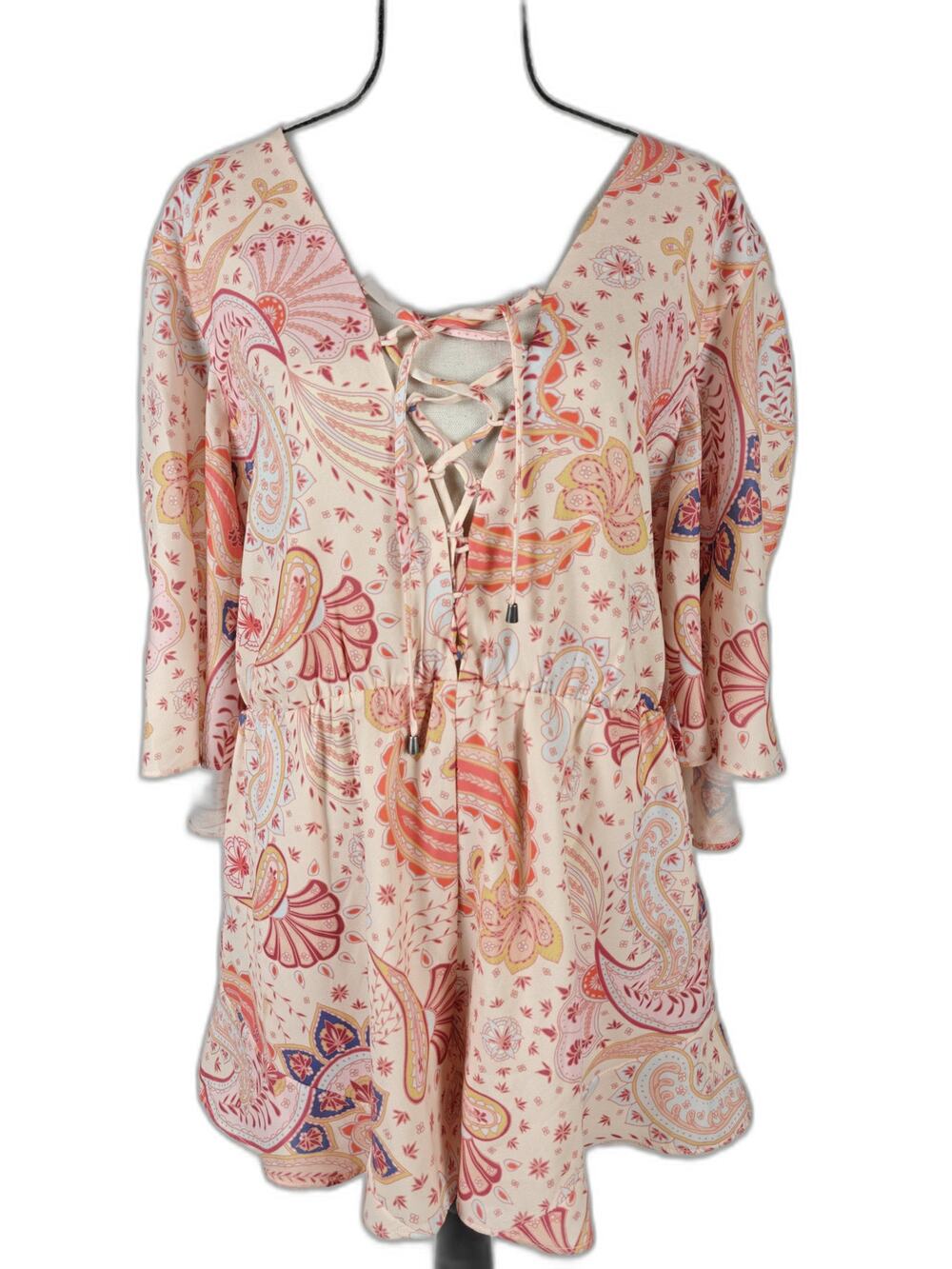 Women’s Lovers + Friends Paisley Romper Pink Multicolor Size Large